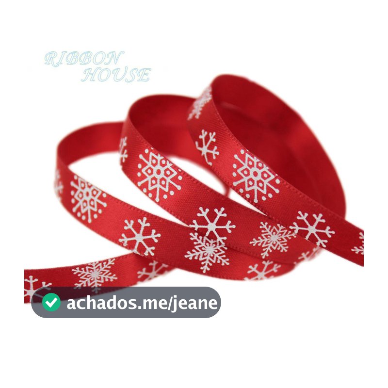 (25Y/50 Y) 3/8 " (10mm) Fita De Cetim De Floco De Neve Impressa Vermelha Fitas De Presente De Natal