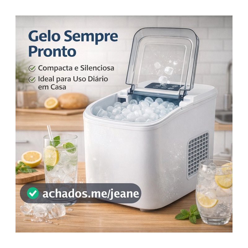 Máquina de Gelo Portátil Automática | Produz Gelo Rápido em Minutos | Compacta e Silenciosa