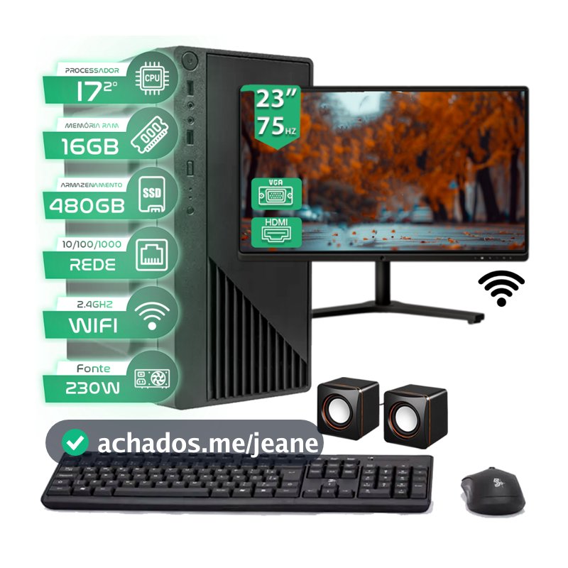 Computador Intel I7 16gb Ssd 480GB Monitor 23' - Completo