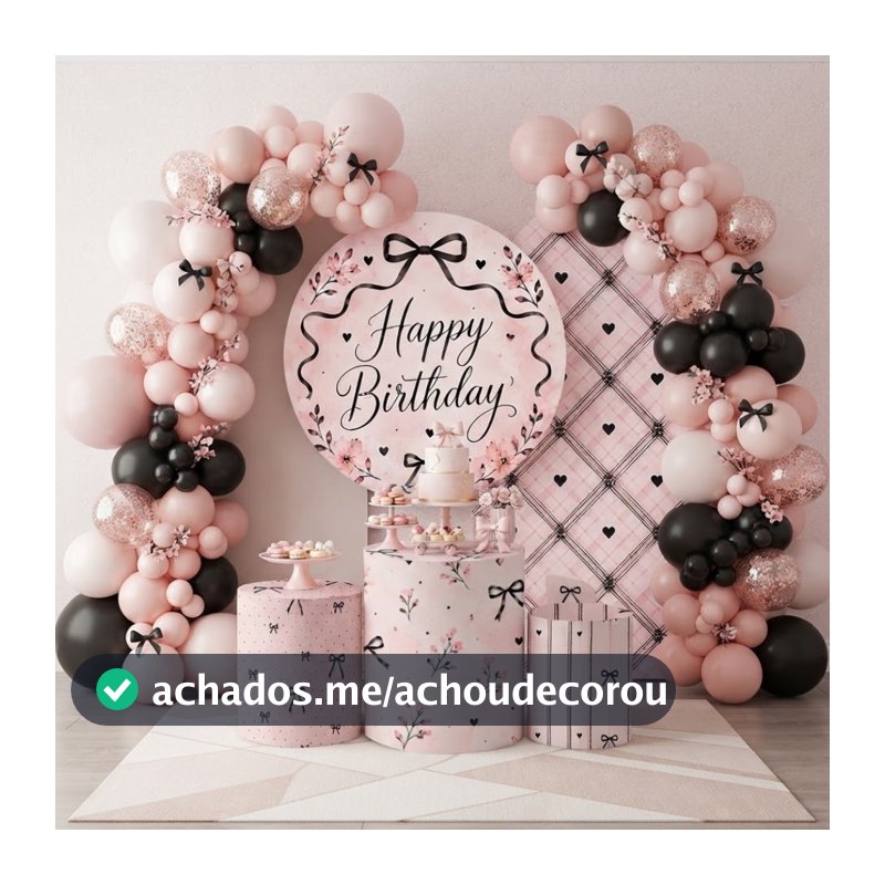 Capa Painel Redondo Trio Cilindros Happy Birthday Laços Cenário Festa Lançamento Bibi Painéis Promoção