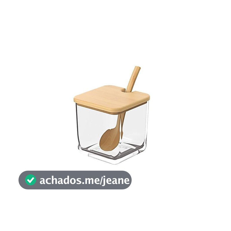 Pote com Colher em Bambu Linha Brisa Coza - Porta Mantimentos - Mesa Posta