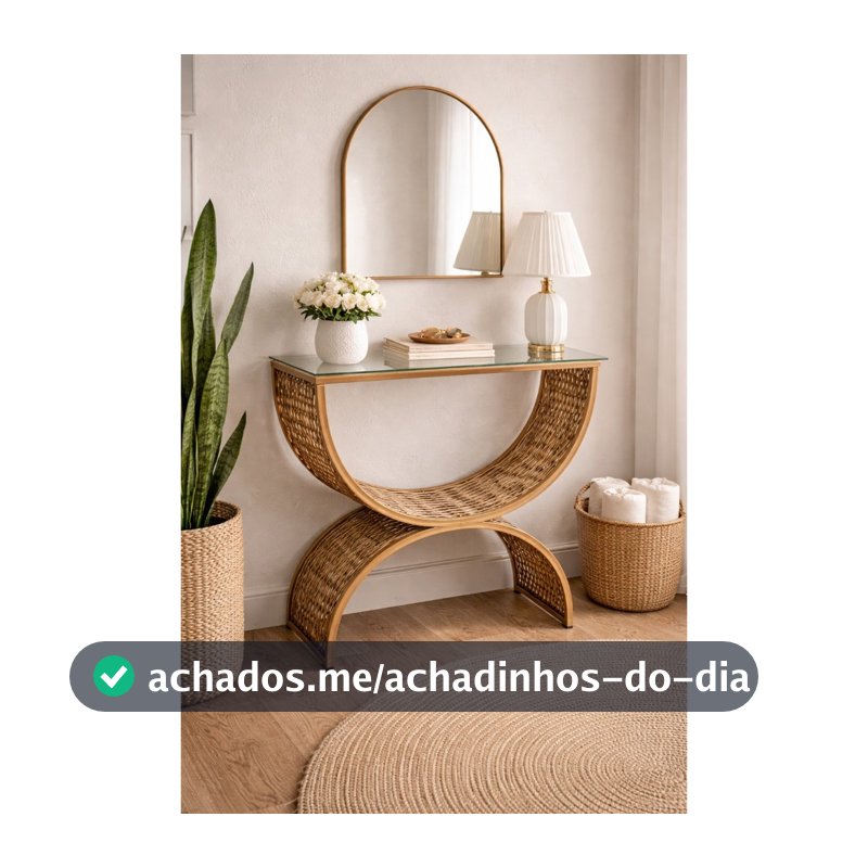 APARADOR JUNCO MODELO CANOA COM VIDRO