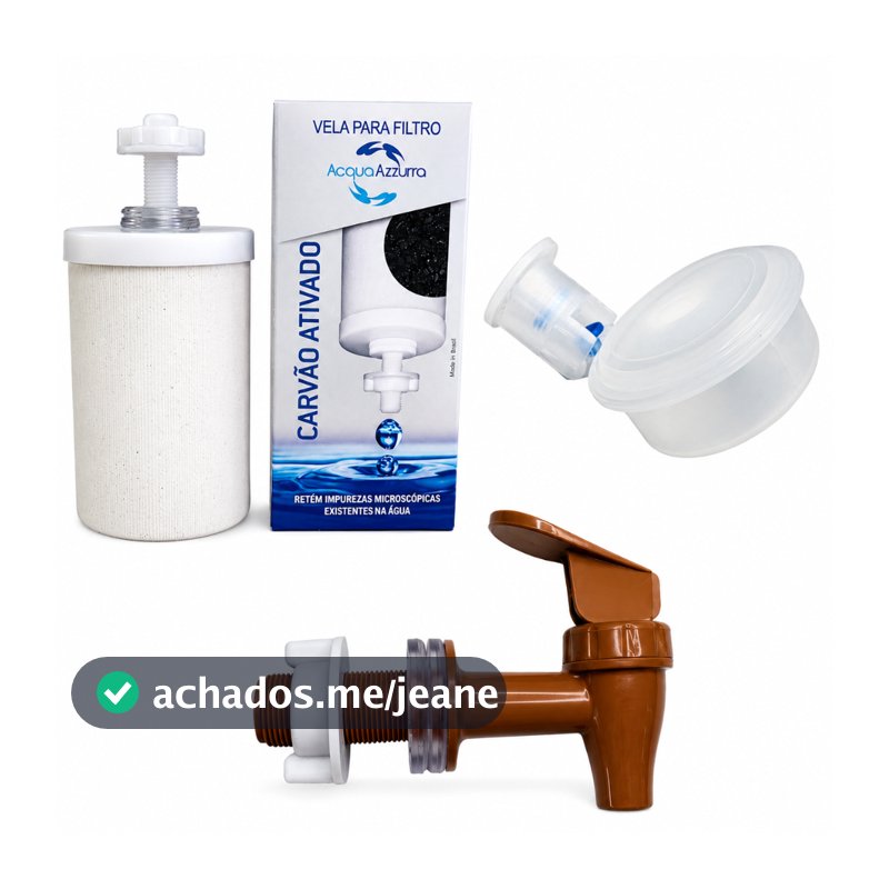Kit Vela Carvão Ativado + Boia Dosadora E Torneira Para Filtro De Barro