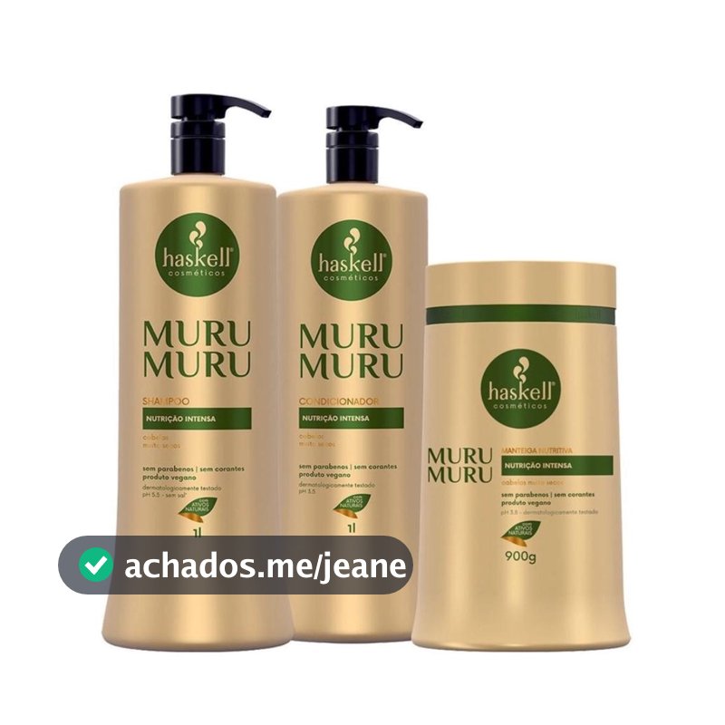 Kit Haskell Murumuru Shampoo 1L + Condicionador 1L + Máscara 900g