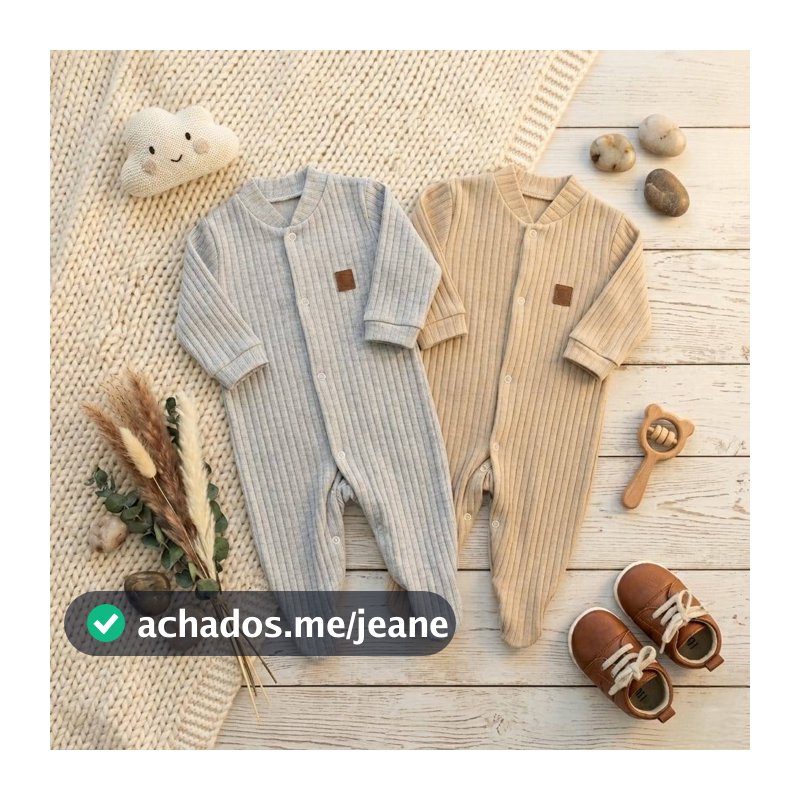 Kit 2 peças Macacão 100% algodão canelado liso linha luxo Menino ou Menina | RN P M G envio imediato