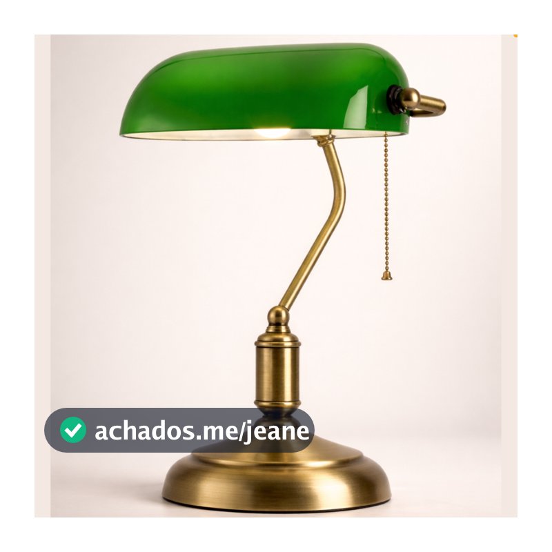 Abajur Bancário Vintage Verde Mesa Luxo Escritório Retro Bivolt Premium Exclusivo