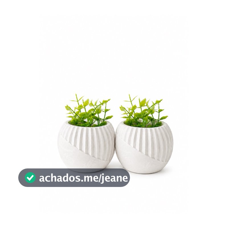 Kit com 2 Vasos de Gesso Decorativos com Plantas Artificiais – Elegância e Charme para sua Decoração