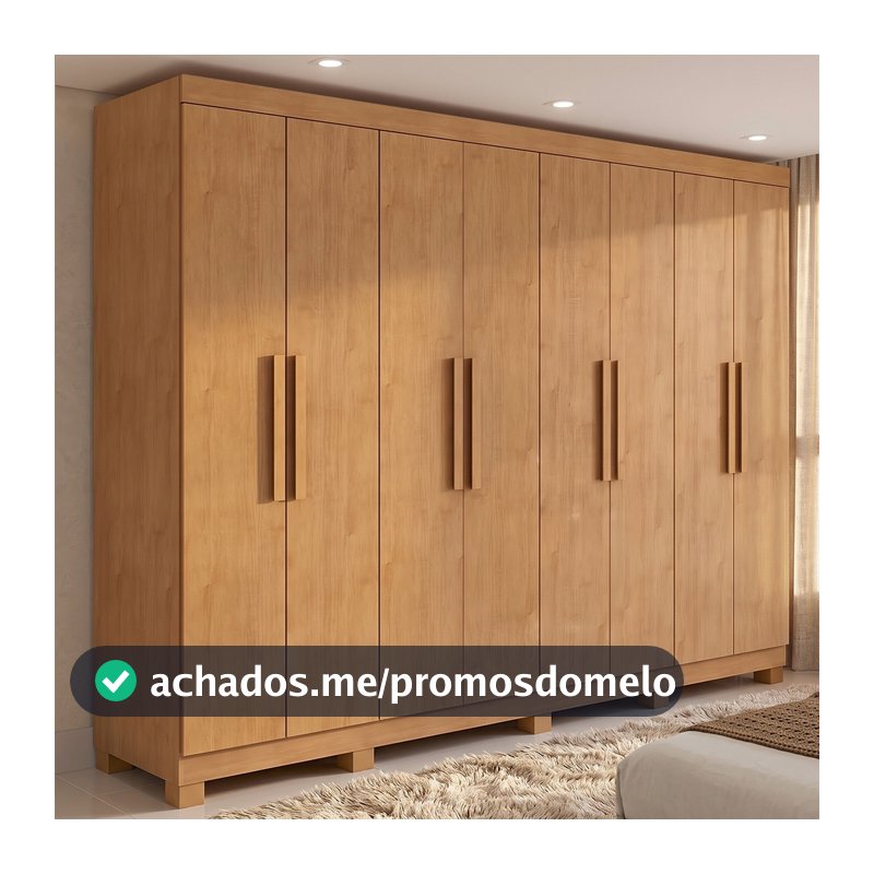 Guarda-roupa Casal Easy Slim 8 Portas Com Pés Amendoa Clean