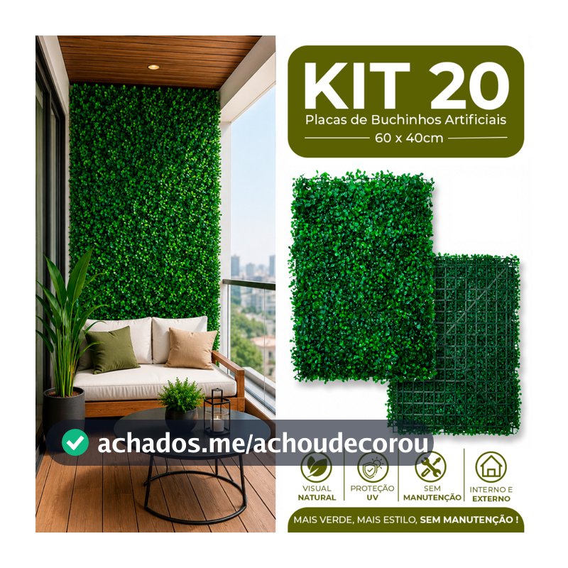 Kit Placas 40x60 Buchinhos Grama Artificial Jardim Vertical Parede Verde Muro inglês