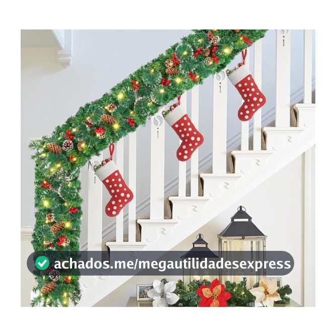 Festão Aramado Galhos Verde Cru Enfeite de Natal Rattan Decoração Natalina Ambientes Diversos 180cm