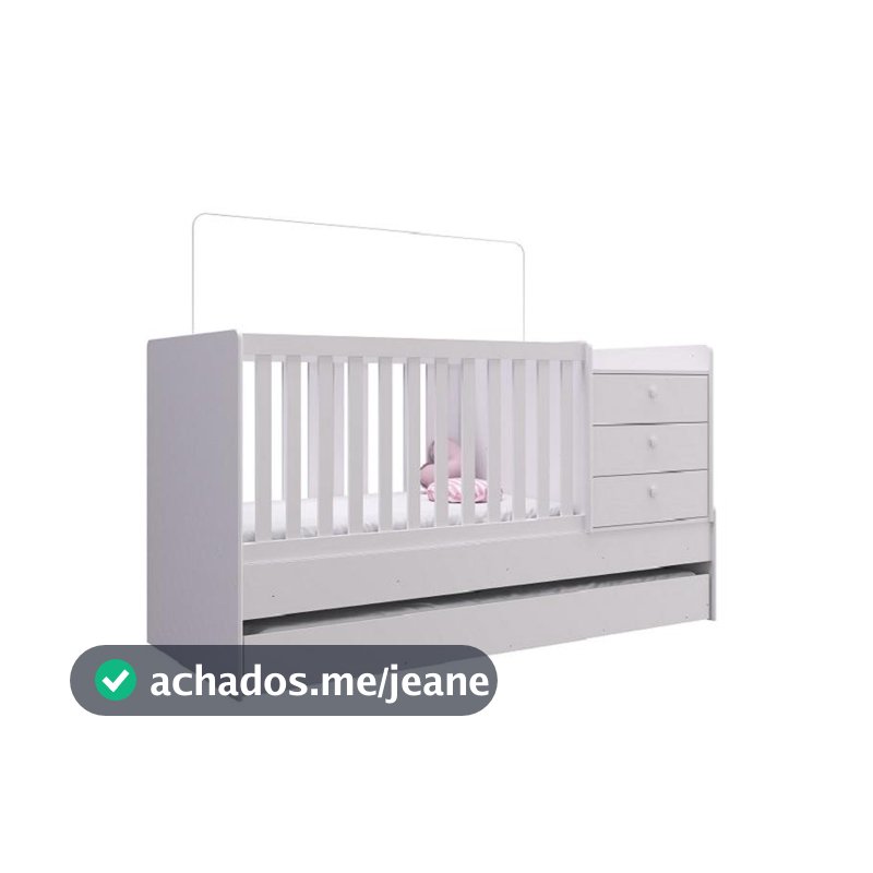 Berço Americano Vira Cama C/ Auxiliar Trocador Gaveteiro - Branco
