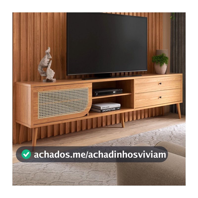 Rack para TV Até 60 Polegadas Holambra 1 Porta 2 Gavetas Freijó - Panorama Móveis