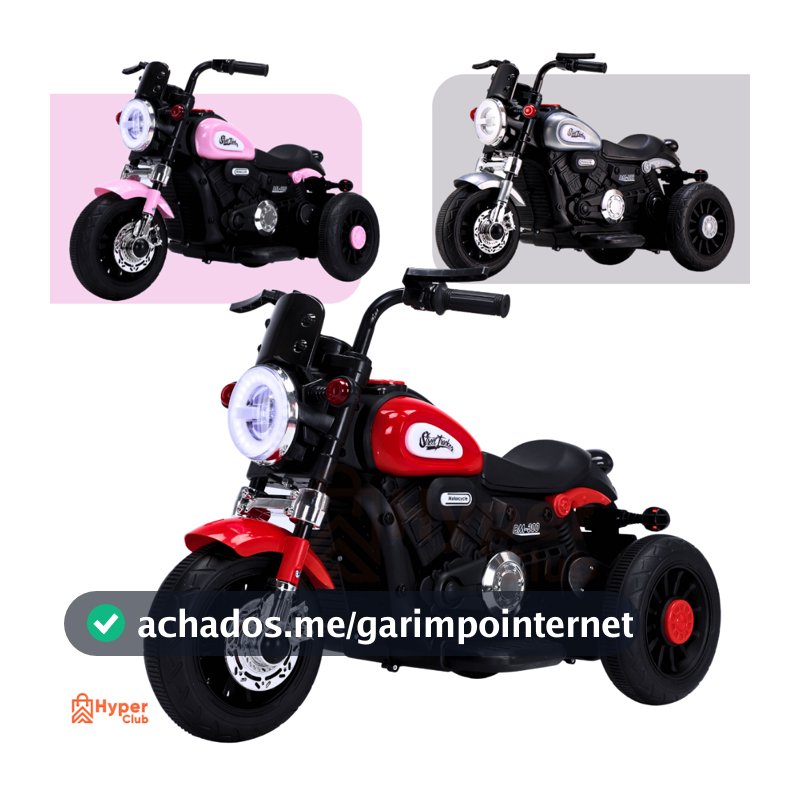 Moto Elétrica Infantil Brinquedo Elétrico Harley Led e Bateria 6v até 30 kg Sem controle