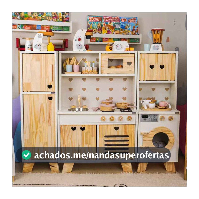 Cozinha Infantil Petit Madeira Completa Geladeira Máquina de Lavar Brinquedo Kit Livro Educativo