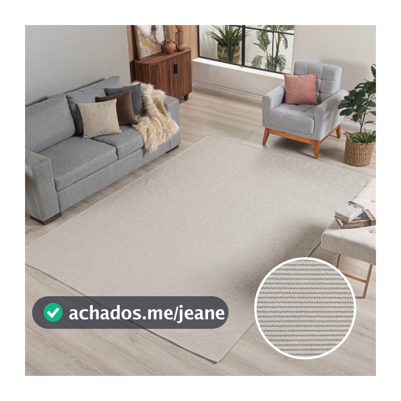 Tapete Clean Bege 2,00m x 1,40m Off White Sala Quarto Escritório Antiderrapante Moderno Sofisticado