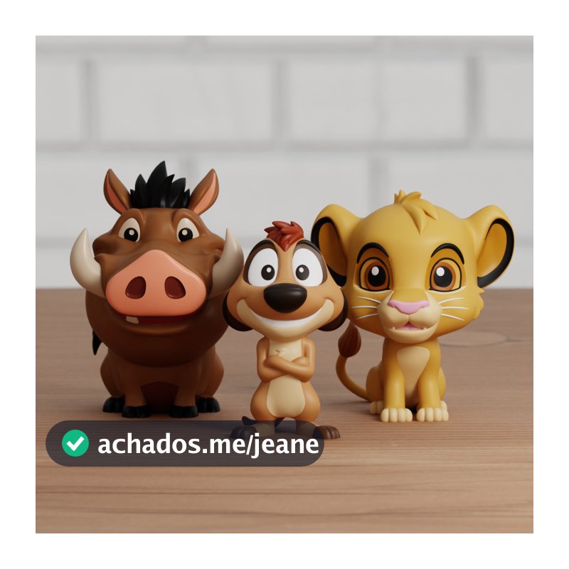 Miniatura Action Figure REI Leão Timão E Pumba Boneco Colecionável REI Leao Timao E Pumba E Simba Disney 10 CM