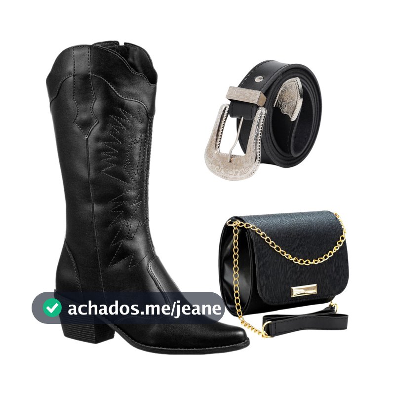 Bota Feminina Texana Rodeio Country Salto + Cinto + Bolsa