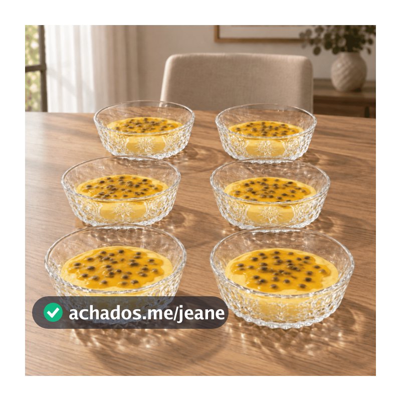 Jogo 6 Taças Sobremesa FORJADO em Vidro Tigela Bowl Sorvete Doces Vidro Decoração Cozinha Louça