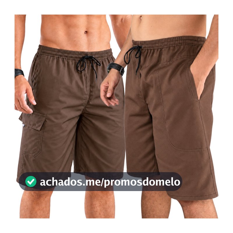 Bermuda Masculina Sarja Bermudas Masculinas Brim Cargo Bolso Elástico na Cintura Short Masculino
