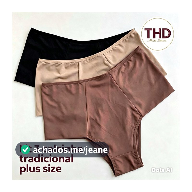 Kit 3 Calcinhas  plus size tradicional tanga  Cintura Alta Microfibra  Lateral larga,modeladora leve compressão