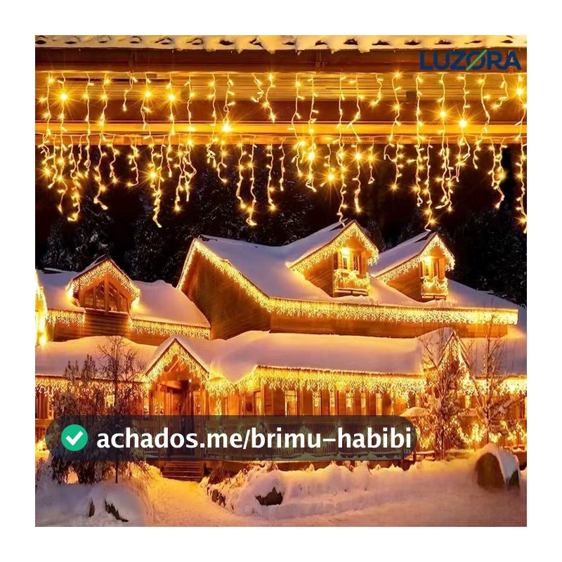 Luminária Cascata Natal Fixo ou 8 funcoes 110V ou 220V 200/400 Leds Decoração Festa Interna Externa