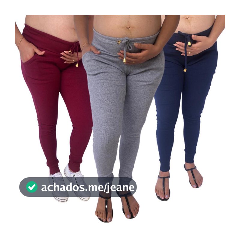 Calça Legging Gestante Maternidade Gravida Cintura  Alta Confortável Gestação Malha Canelada