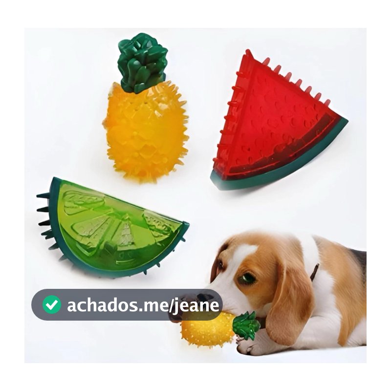 Mordedor Brinquedo Para Cachorro e Gato Com Apito Frutas Cristais Flutuante Na Agua