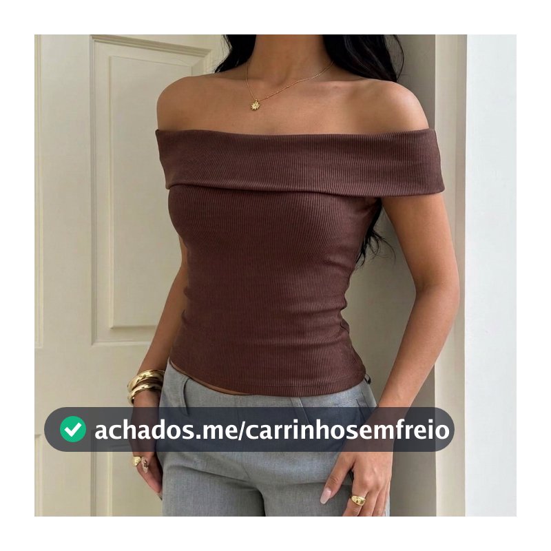 Blusa Feminina Ombro a Ombro Ribana De Algodão Tomara que Caia Elegante Básica