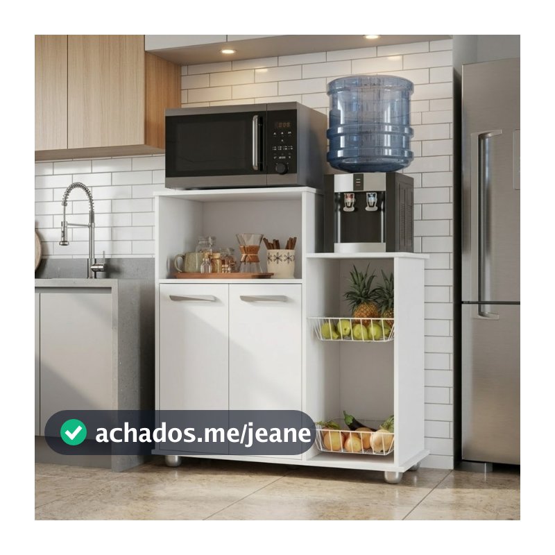 Armário Fruteira Sollys 2 Portas Balcão Microondas Cozinha Cor Branco