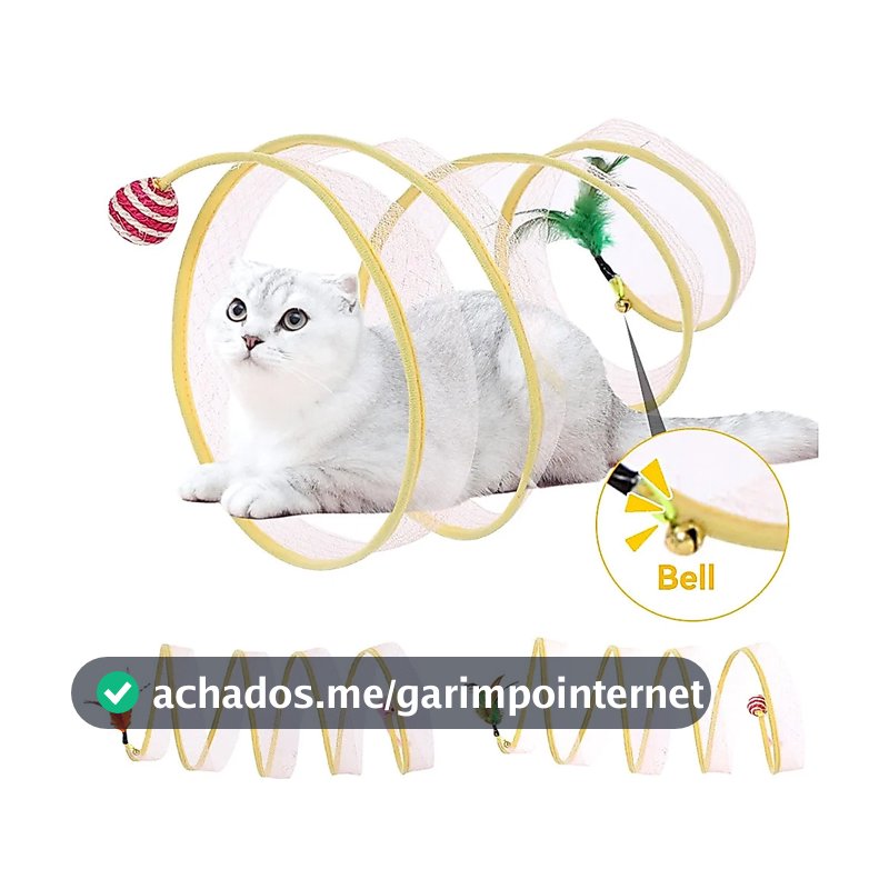 Brinquedo Túnel Dobrável Mola Flexivel Para Gato Interativo