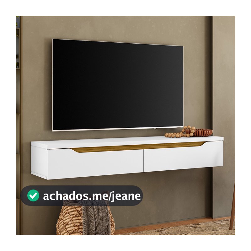 Rack Suspenso para TV até 50 polegadas 135cm Uno Compacto Sala de Estar