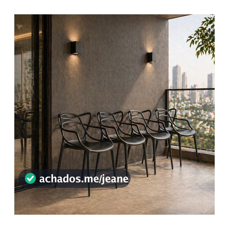 Kit 4 Cadeiras Allegra Preta — Varanda Gourmet e Cozinha Moderna Design Vazado