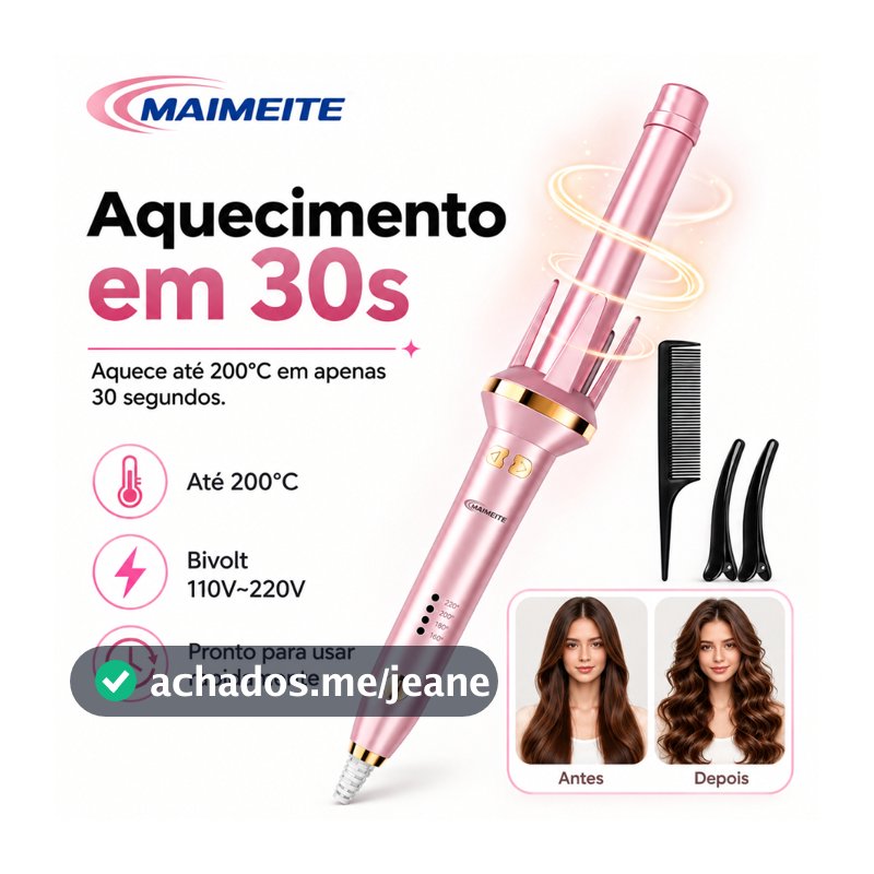 MAIMEITE De Cachos Profissional Automático Giratório 25mm Bivolt Ferro Ondulador Frisador de Cabelo Embutida Cerâmica