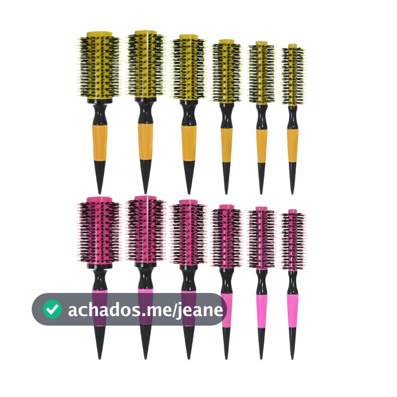 Escova De Cabelo Térmica Aleatório Cerdas De Javali Mista Madeira Profissional