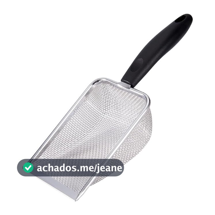 Pá Higiênica De Areia para Gatos Peneira Coletora Aço Inox