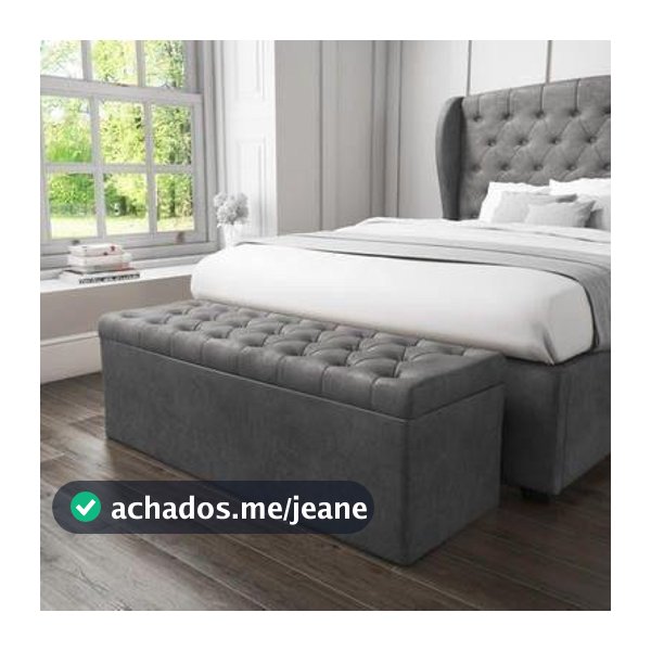 Puff Baú pé de cama  no Sued Capitone (porta objetos e brinquedos)