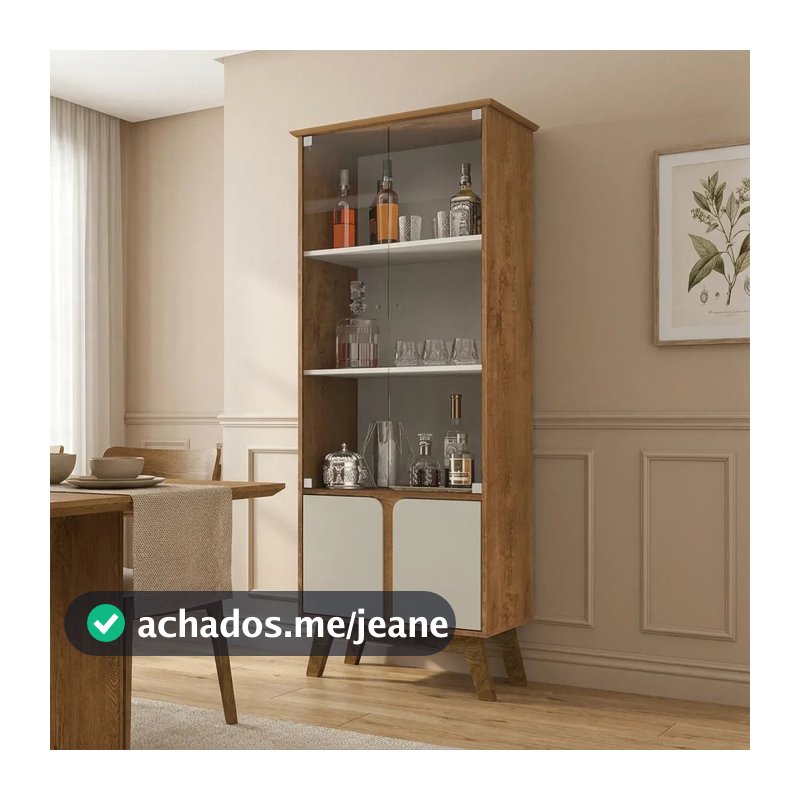 Cristaleira Retrô Madri Marrom/Marromle/Off White Naturalle/Off White