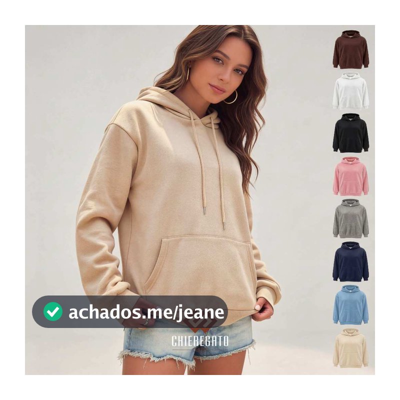Moletom Feminino Blusa de Frio Canguru Com Capuz Liso Basico Com Cordão Bolso Blusao Inverno Premium