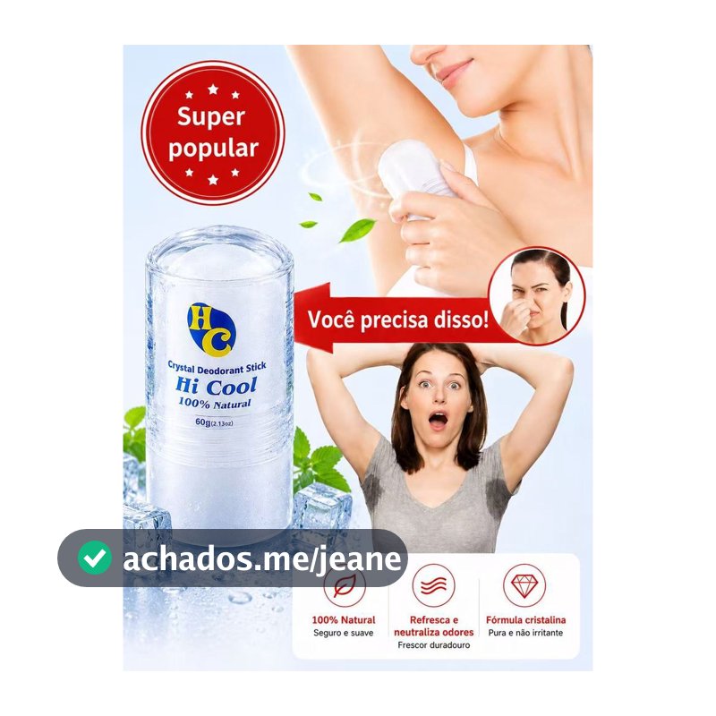 BGM-Desodorante Natural Pedra Cristal De Sal 60g Unisex Hi Cool,Anti Odor / Mau Odor / Sem Alumínio