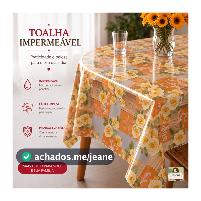 Toalha de Mesa Plástica Impermeável Estampada – 4 e 6 Cadeiras