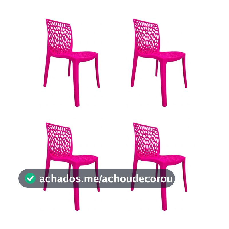 Kit 4 Cadeiras Gruvyer Rosa Sala Jantar Cozinha Sorveteria Restaurante Escola Buffet Infantil