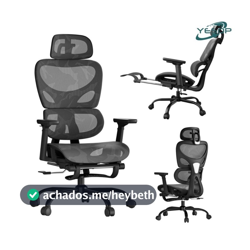 YESOP Cadeira De Escritório Ergonômica Com Apoio Lombar E De Pernas Assento Zero Gravity Cor Preto