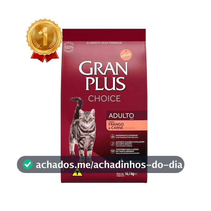 Ração GranPlus Choice Gatos Adultos Frango e Carne 10,1kg