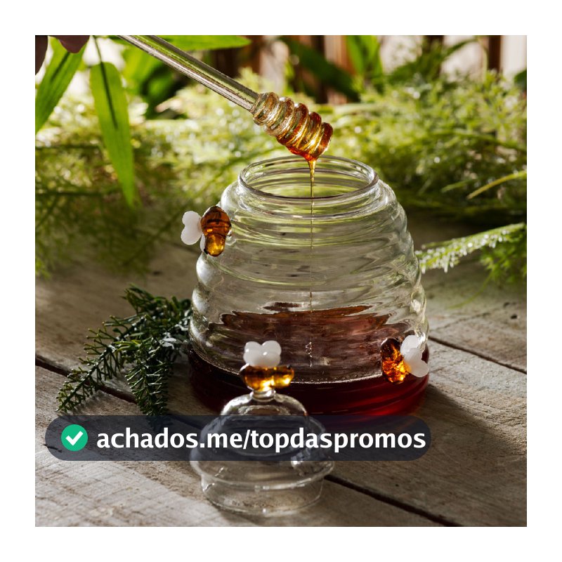 Meleira Portal Mel Lyor de Vidro Borossilicato 470ml com Tampa e Pegador Colméia Bee Abelha Abelhas Abelhinha Fofura Mesa Posta Requintada Fofa Transparente