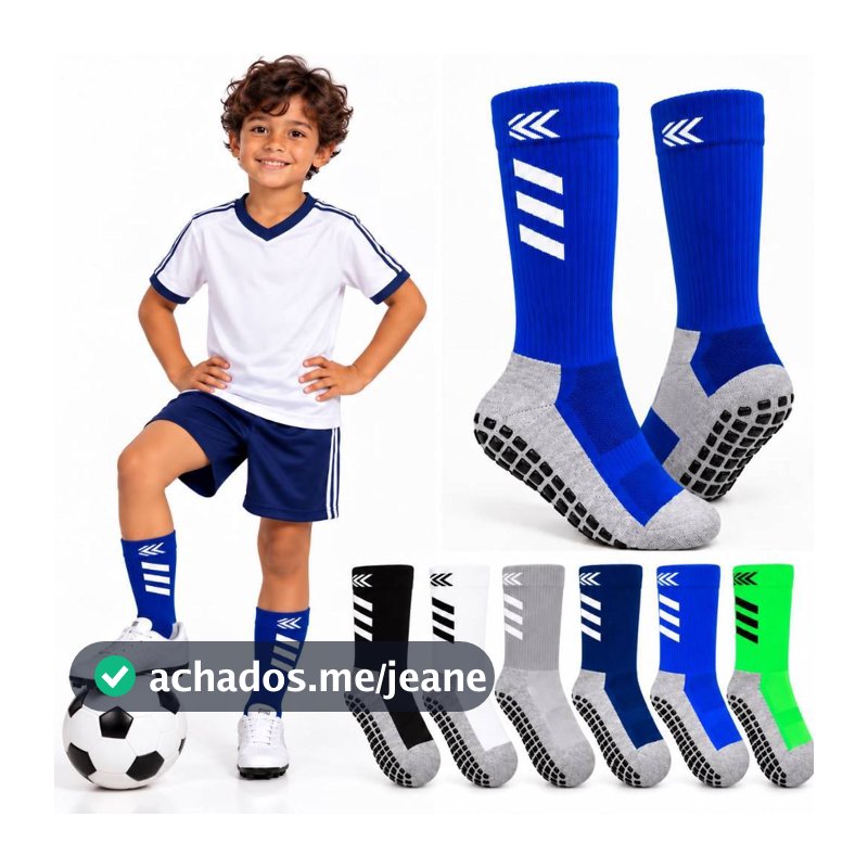 Meião de Futebol Esportiva Infantil Juvenil Antiderrapante Alta Qualidadelili