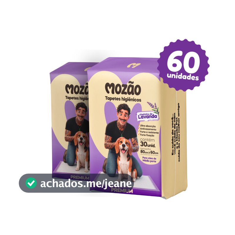 Kit Tapete Higiênico Mozão Aroma Lavanda 80x60cm 60 unidades