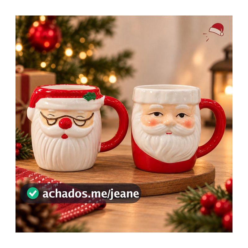 Caneca de Natal porcelana papai noel 330 ml.