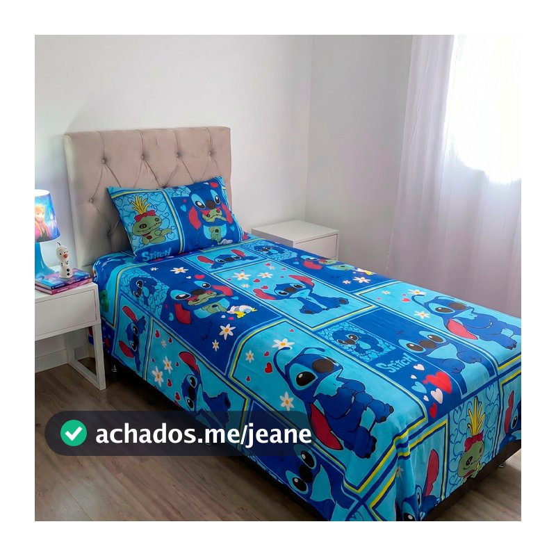 Jogo de Lençol Infantil Com Fronha Sonic Barbie Homem Aranha Stitch Carros