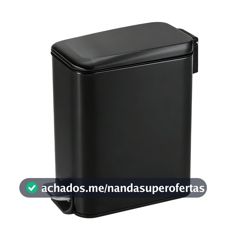 Lixo Lixeira Soft Close 5 Litros Inox Preta Balde Cesto Removível Slim Banheiro Lavabo Cozinha Casa