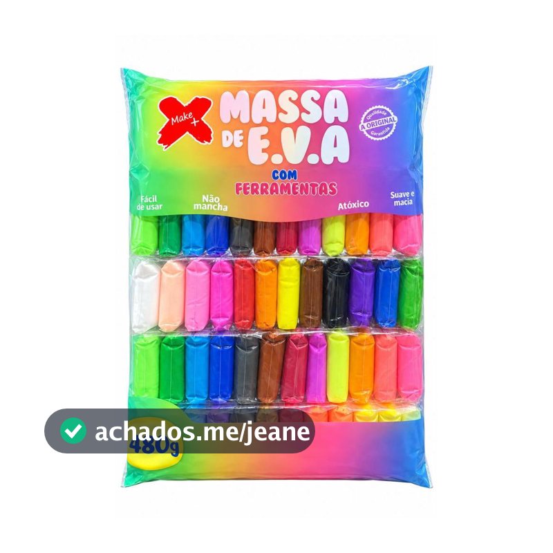 Kit Massa EVA 60 Cores 480g Com Ferramentas Para Modelar